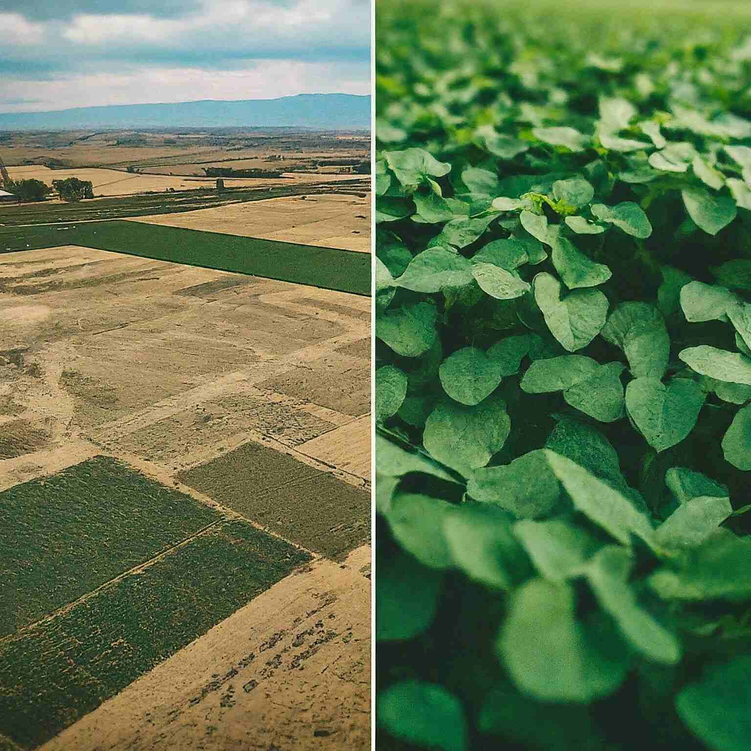 Close-up image of green field leaves