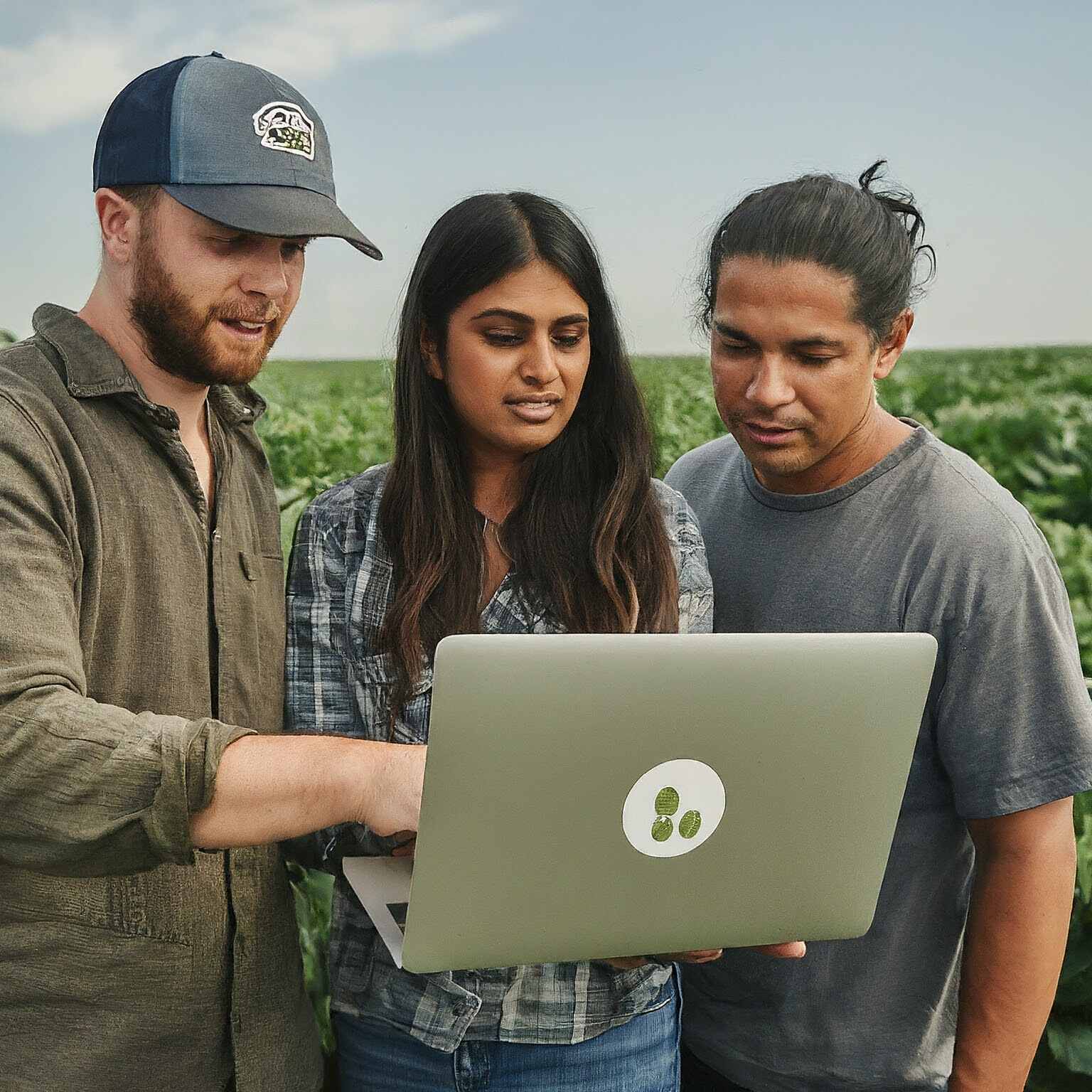 Group of farmers discussing in a field